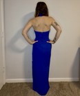 Vintage Loralie Original 80s Royal Blue Pearl Choker Beaded Evening Gown Size 8