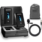 Movo Wmx-2 Wireless Lavalier Mic System With Charging Case For Dslr Cameras