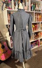 Vintage Prairie Boho Folk  Dress Blue Cottage Core Cotton Large With Lace