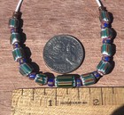 Green Venetian African Trade Bead Chevrons W stripes   Layered Venetian Spacers 