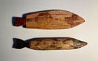 Set Of 2 Vintage Australian Aboriginal Hand Carved Wood Fish Spirit Totem Animal