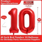 40  Large Foil Letter Balloons Number Balloon Float Helium Red 10 Balloons New