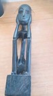 Tribal African Statue Vintage Carved Primitive Black Wood Sculpture Art