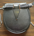 Scottish Sporran Kilt Bag Chain Belt Embossed Leather Black Made In Scotland