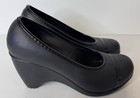 Crocs Lina Wedge Black Slip On Closed Toe Shoes Women   s Size 9 New