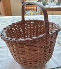 Vintage antique Split Oak Basket  Hand Woven With Single Handle