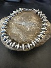 Navajo 8mm Flat 4mm Round Beads 7    Sterling Silver Bracelet 18983