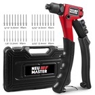 Heavy Duty Manual Rivet Gun Kit With 200 Rivets  4 Interchangeable Heads  Carry