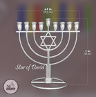 Hanukkah Menorah With Jewish Star - Fits All Standard Chanukah Candles - Sleek W