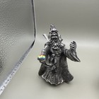 Lot Of 2 Pewter Tone Wizard Figurines 3 5    Crystal Ball Fantasy Sorcerers