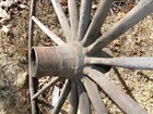 Pair Antique Country Horse Farm Wood   Cast Iron Rim Buggy Carriage Wagon Wheels