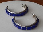 Vintage Native American Sterling And Lapis Signed Nastacio Earrings Zuni