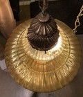 1960 s-1970s Large Amber Glass Globe Diffuser Hanging Swag Lamp Mid Century Read