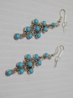 Fabulous Vintage Zuni Indian Chandelier Turquoise Sterling Silver Dnglr Earrings
