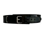 Womens Statement Black Leather Croc Embossed Wide Silver Buckle Belt Euc Sz S