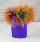 Neoprene Koozie Can Cooler W Full Bottom   Drink Holder W Feather Boa Accent