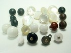 24 Antique Shoe Buttons   Small Mother Of Pearl Wire And Brass Shanks