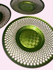 Japanese Vintage Green Punched Metal Coasters Saucers