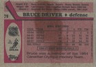 Bruce Driver Autographed 1987 Topps Hockey Card  79 New Jersey Devils - Nhl
