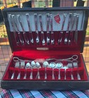 Vintage Community By Oneida Silver-plated Flatware  Wooden Box W  Red Velvet