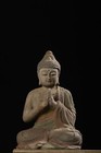 Old Wood Carving Painted Sakyamuni Buddha Statue Wooden Sculpture Art