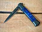 9  Tactical Blue Spring Assisted Open Blade Folding Edc Pocket Knife With Clip