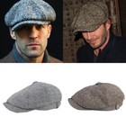 Hot Men   s Wool Newsboy Driving Flat Cabbie Plaid Tweed Ivy Hat Golf Gift