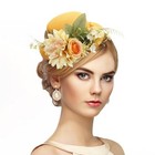 Fascinator High Tea Hat - Women s Yellow Mini Clip On 20s 50s Derby Cocktail 