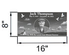 Custom Black Granite Grave Marker 16 x8      Flat Headstone With Background