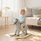 Kids Rocking Horse Plush Ride On Horse Toddler Rocker For 36-72 Months Gray