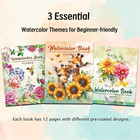 Watercolor Workbook Set For Adults - 3 Coloring Books With Thick Textured Paper