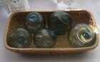 Japanese Glass Fishing Floats  Lot-5 Round Buoy Balls Authentic Vntg