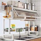 Stainless Steel Kitchen Drying Rack  Kitchen Sink Countertop Dustproof Rack