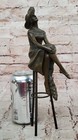 Art Deco Fashion Girl Sitting On Chair Bronze Sculpture Statue Figurine Figure