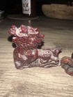 Vintage Lot Red   Gold Resin Feng Shui Good Fortune Small Dragons
