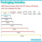 Wwzmdib 840 Pin Breadboard Jumper Wires Kit 14 Vaules 2-125mm Assorted