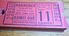Original Vintage Lot 100 11c Tickets Gramercytheatre New York City New York