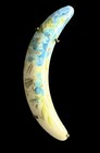 Antique Edwardian Hand Painted Porcelain Crescent Moon Childs Mourning Brooch
