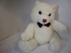 Russ Berrie 12  White Soft Plush Teddy Bear With Burgundy Sparkly Bow Tie