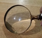 Beautiful Vintage 10  Brass Magnifying Glass With Checkered Handle