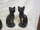 Vtg Ceramic Black Cats W green Handpainted Eyes  Elegant Cats  30 Each