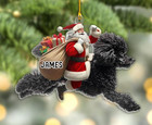 Personalized Santa Riding Poodle Christmas Ornament     Funny Dog Lover Tree 2d