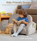 2-in-1 Sherpa Fold Out Kids Couch  Extra Wide Comfy Toddler Chair  Convertible K