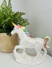 Vintage Unicorn Figurine Rainbow Mane Tail  Iridescent Glaze