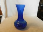Cobalt Blue Glass Vase Tulip Shape  Hand Blown 7 75  Tall
