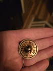Victorian Brass Metal Picture Button With A High Relief Floral Pattern