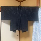 Boro Used Japanese Old Cloth Jacket Half Coat Black Floral Pattern Haori Japan