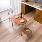 High Quality 3 Piece Dining Table Set 2 Chairs Brown Metal Kitchen Furniture New