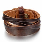 Punk Leather Wrap Cuff Bangle Bracelet Men s Women s Wristband  Unisex Jewelry