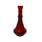 Vintage Jim Beam Liquor Decanter Ruby Red Glass Genie Ribbed Bottle 11  1973